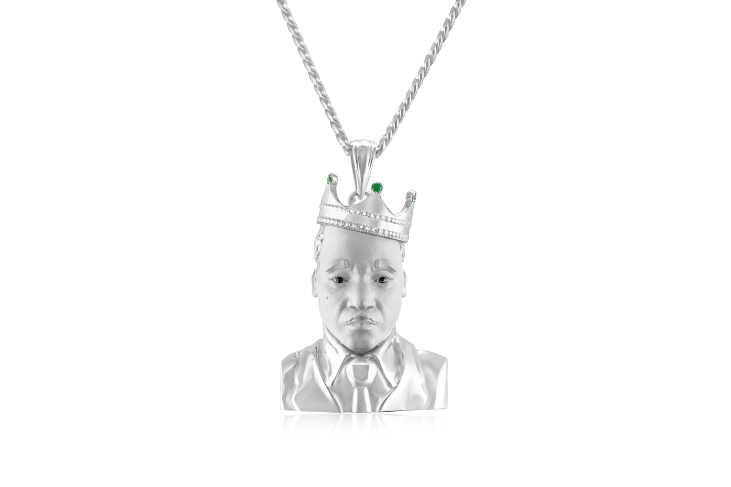 Martin Luther king silver pendant black diamonds emerlads